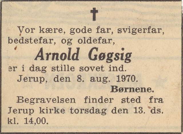 Avisklip 1970 Arnold Gøgsig annonce